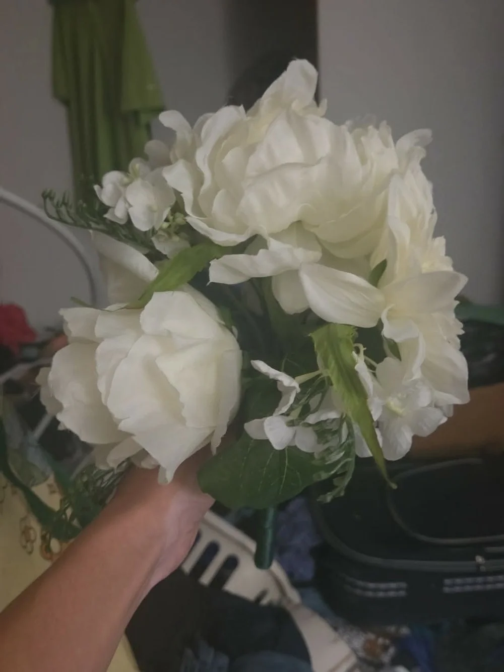 Light Blue & White Faux Hydrangea and Rose Bouquet - Home Accents